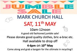 Mark Jumble Church Hall Sale Saturday 11th May 10am till noon