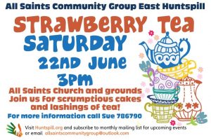 East Huntspill Church Hall Strawberry Tea saturday 22nd June 3pm